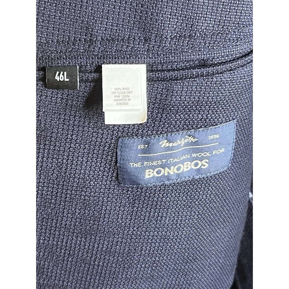 NEW Bonobos Jetsetter Sz 46L Slim Fit Italian Marzotto Wool Blazer Navy Blue - Picture 11 of 15